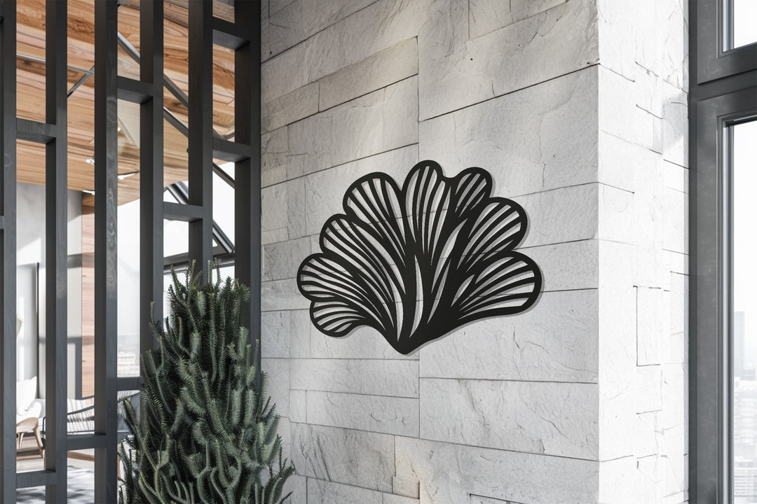 Abstract Leaf Fan Metal Wall Art – Modern Black Botanical Decor