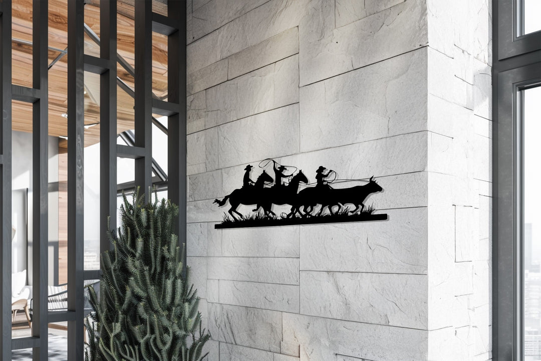 Western Cowboy Silhouette – Horse & Rodeo Metal Wall Art