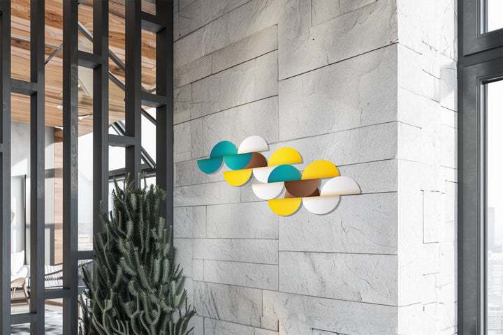 Contemporary geometric semi-circle artwork for living rooms