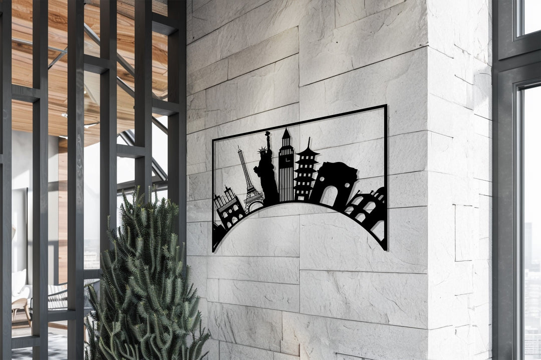 Minimalist world landmarks wall art