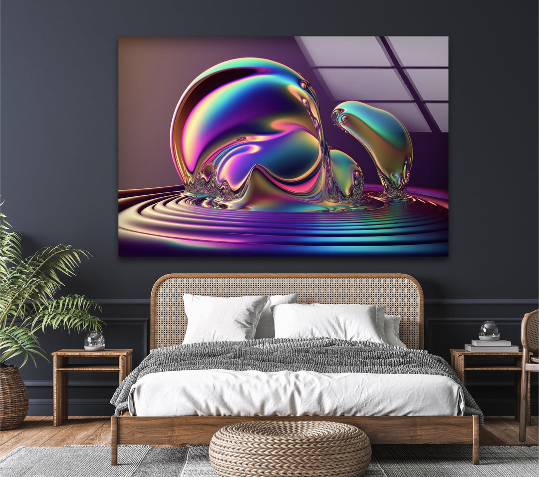 Forma ondulata LuminaFlux – Sfera liquida cromatica Quadri da Parete in Vetro