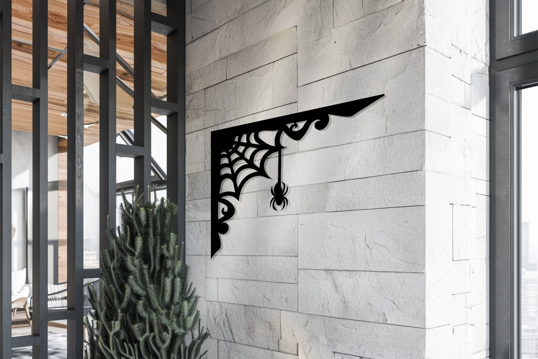 Spider Web Corner – Gothic Spider Metal Wall Art