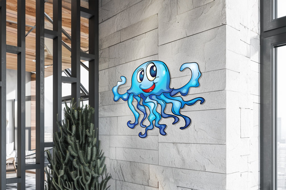 Happy Jellyfish Metal Wall Art – Playful Ocean-Inspired Design