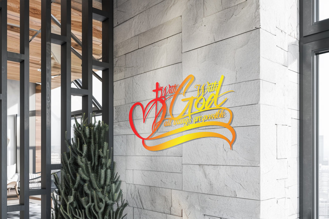 With God All Things Are Possible Metal Wall Art – Inspirational Christian Décor