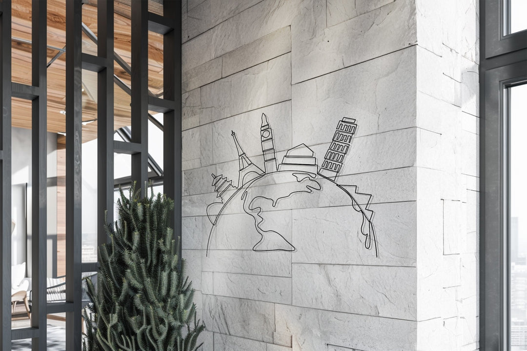 نمط التناغم - هندسي حديث فن جداري معدني لوحة