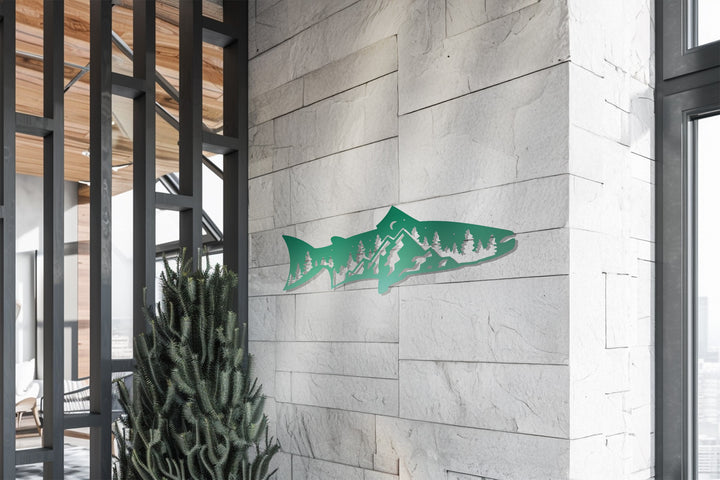 Nature-inspired metal wall art for cabin decor