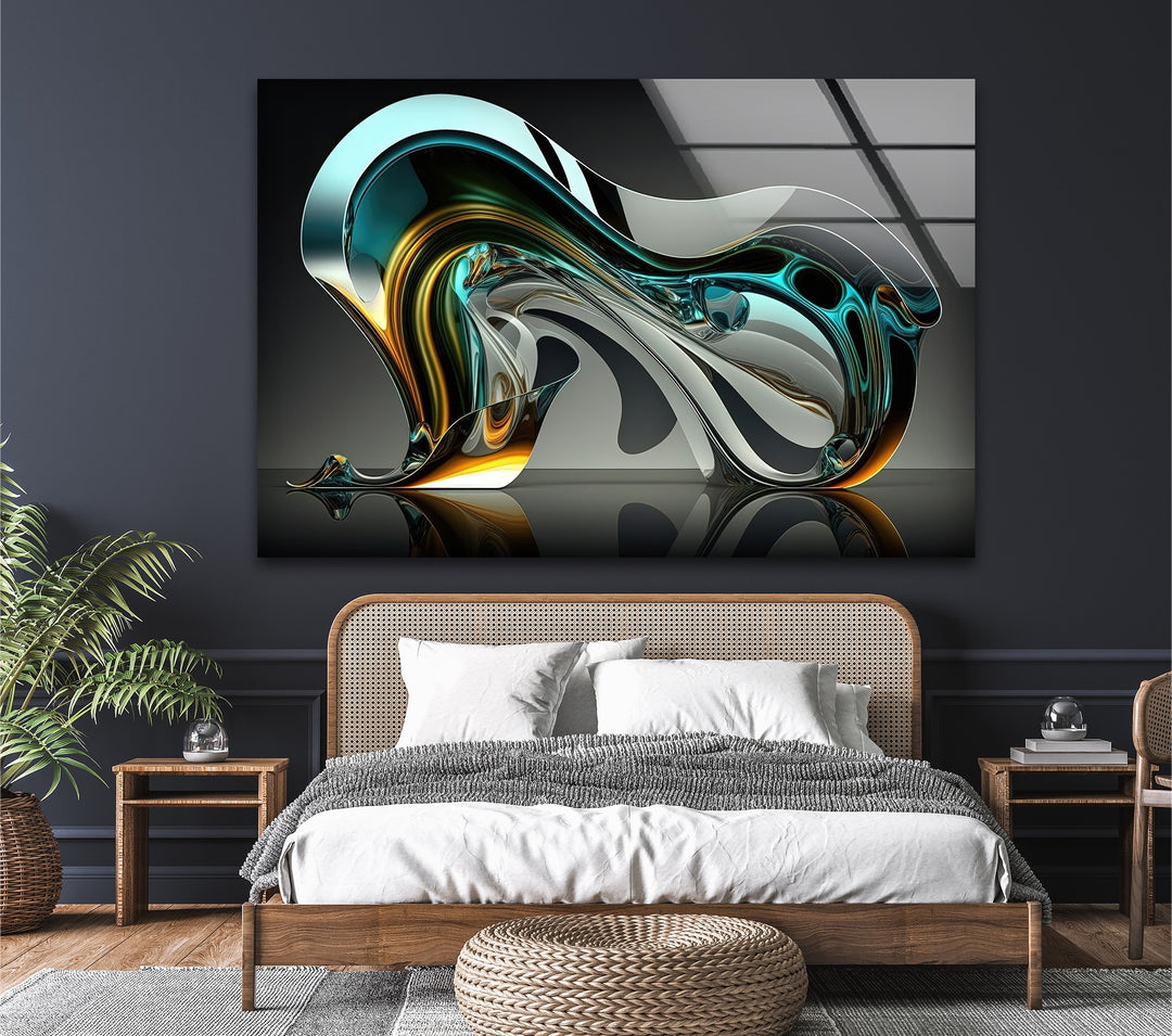 NeoLumen Fluid Arc: Escultura cromática futurista Arte En Vidrio Para Pared