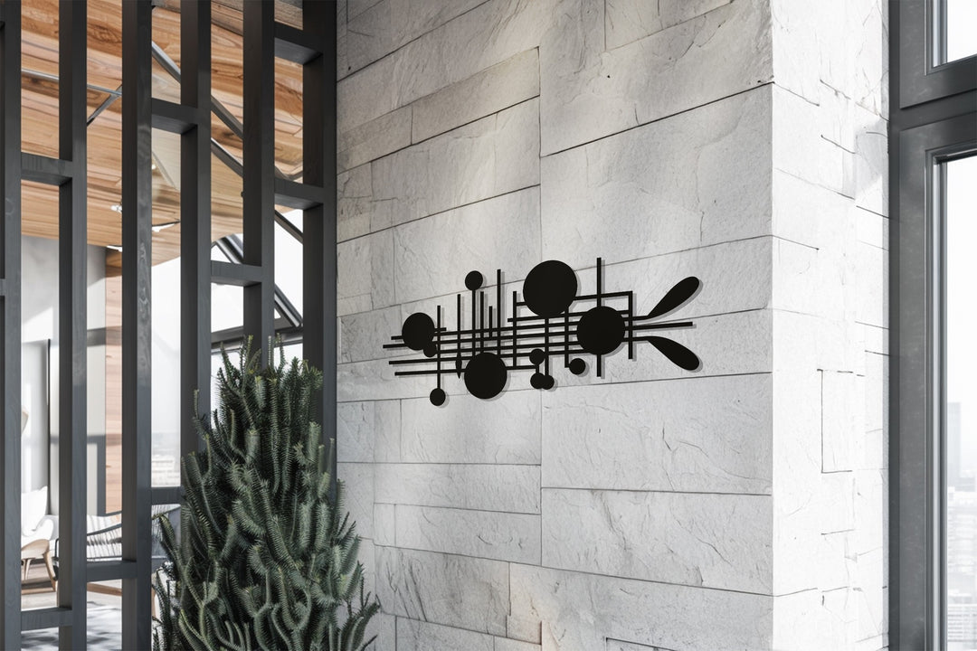 Abstract Circles & Lines Metal Wall Art – Modern Geometric Sculpture