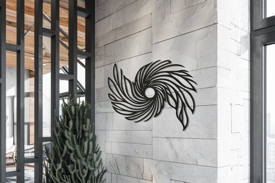 Abstract Sunburst Metal Wall Art – Modern Black Geometric Decor