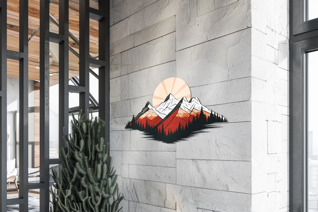 Majestic Peaks – Sunset Mountain Landscape Metal Wall Art