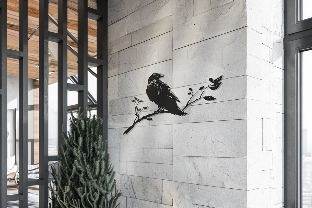 Raven Metal Wall Art – Bird Silhouette Decor