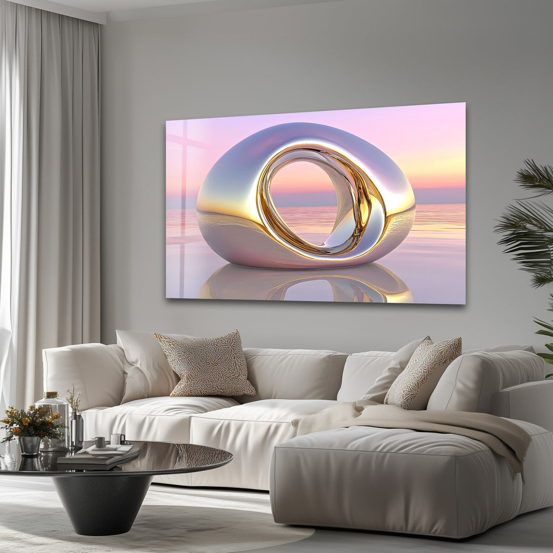Lumina Dawn Sculpture – Polished Chrome Orb Glass Wall Art