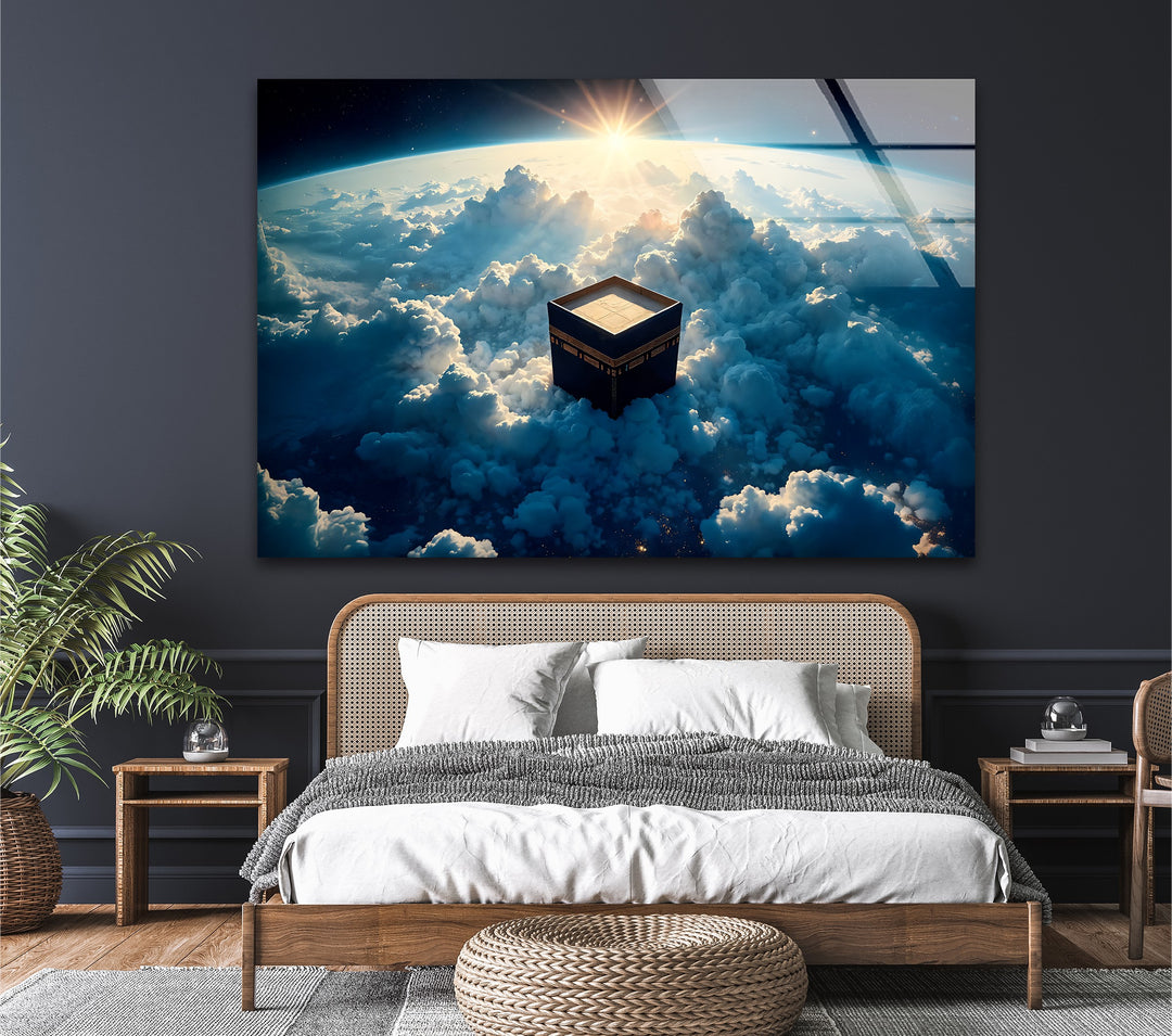 Divine Ascent – Kaaba Above the Clouds Glass Wall Art