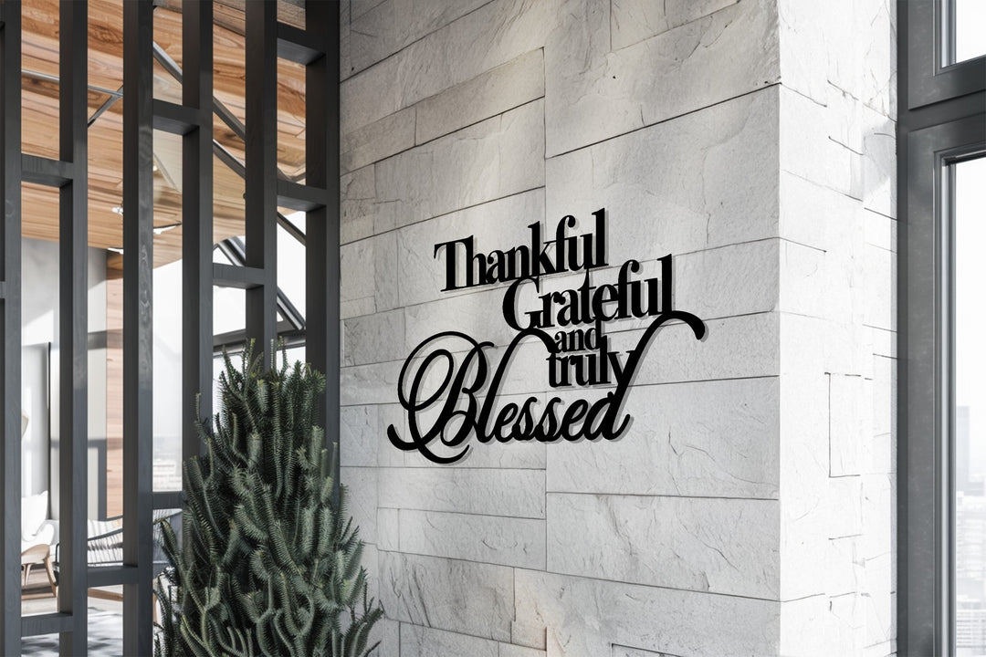 Thankful Grateful Blessed Metal Wall Art – Inspirational Home Decor