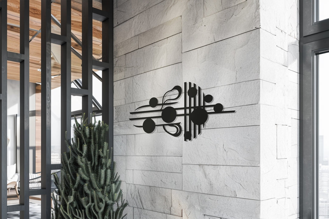Musical Notes Metal Wall Art – Modern Black Music Decor