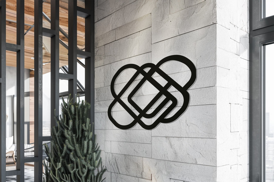 Interwoven Geometry – Minimalist Metal Wall Art