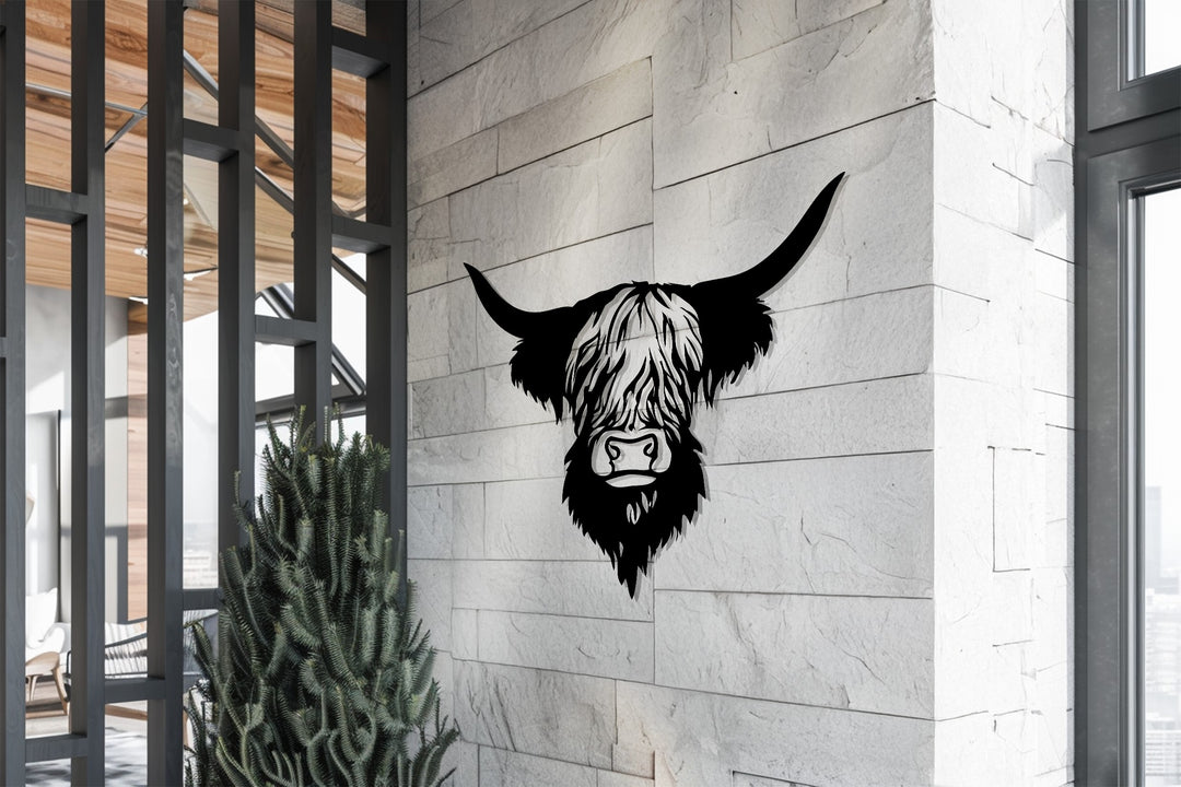 Highland Cow Metal Wall Art – Rustic Farmhouse Red Bull Decor