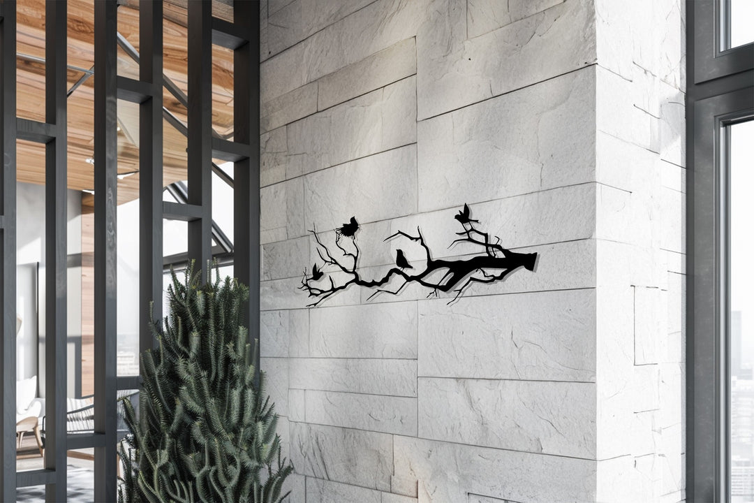 Birds on Branch Metal Wall Art – Nature-Inspired Silhouette