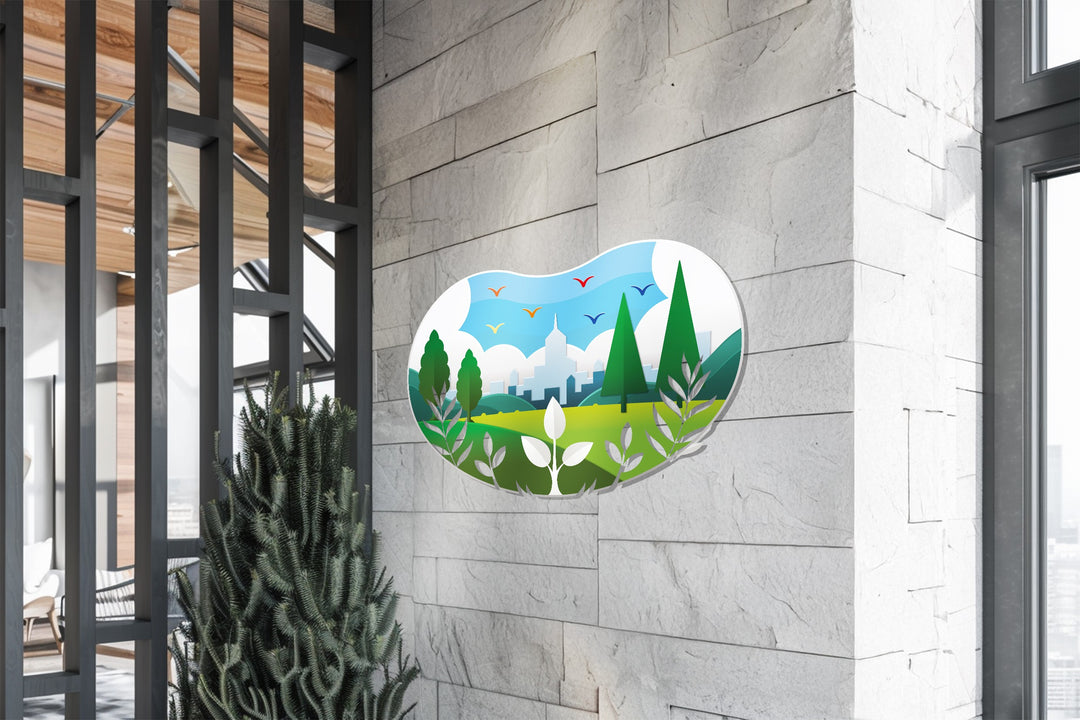 Urban Serenity – Modern Nature Landscape Metal Wall Art