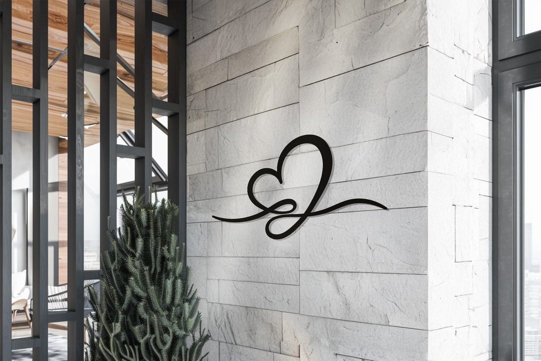 Heart Line – Minimalist Love Metal Wall Art