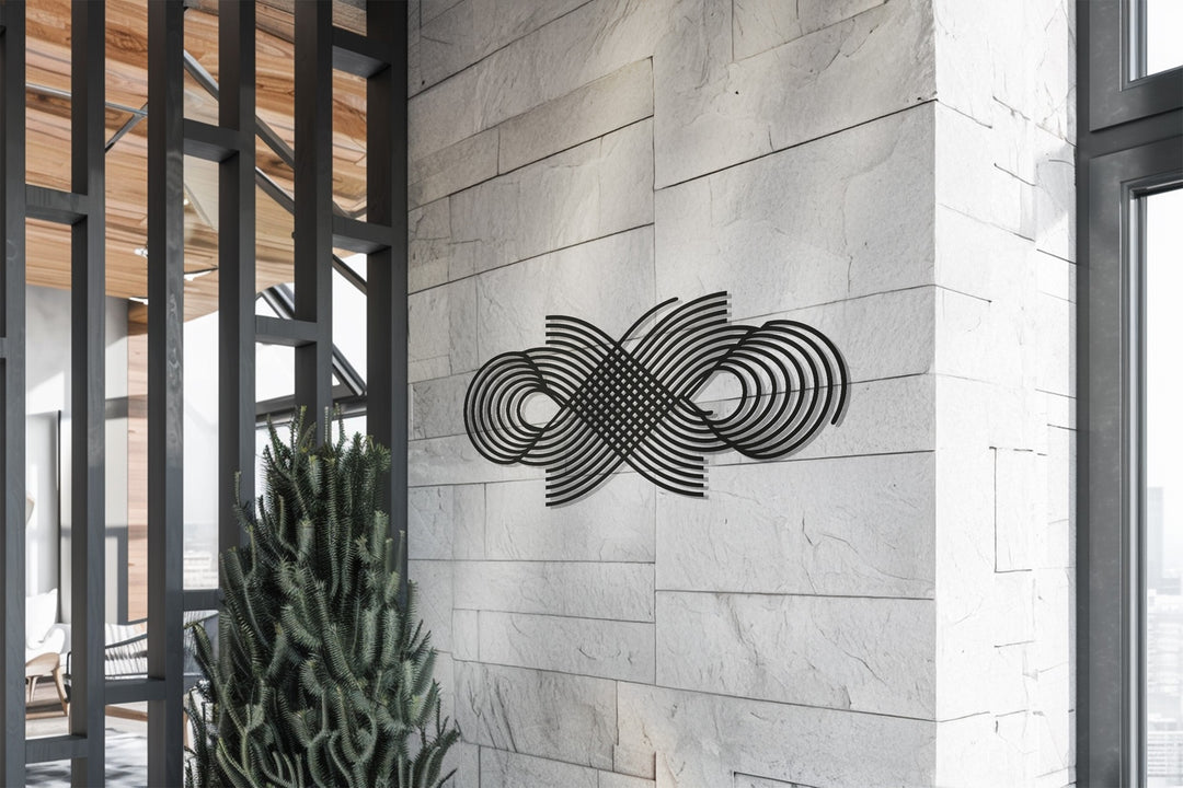 Geometric Infinity Metal Wall Art – Modern Black Abstract Design