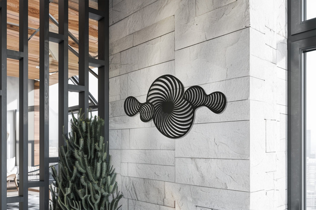 Abstract Spiral Metal Wall Art – Modern Black Geometric Decor