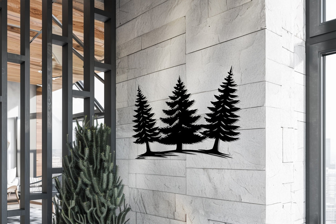 Evergreen Serenity – Pine Forest Metal Wall Art