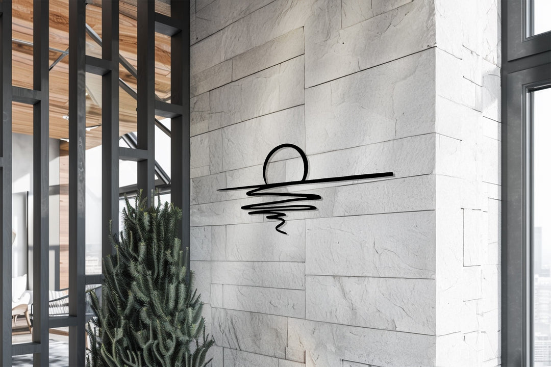 Abstract Sunset Metal Wall Art – Minimalist Coastal Decor