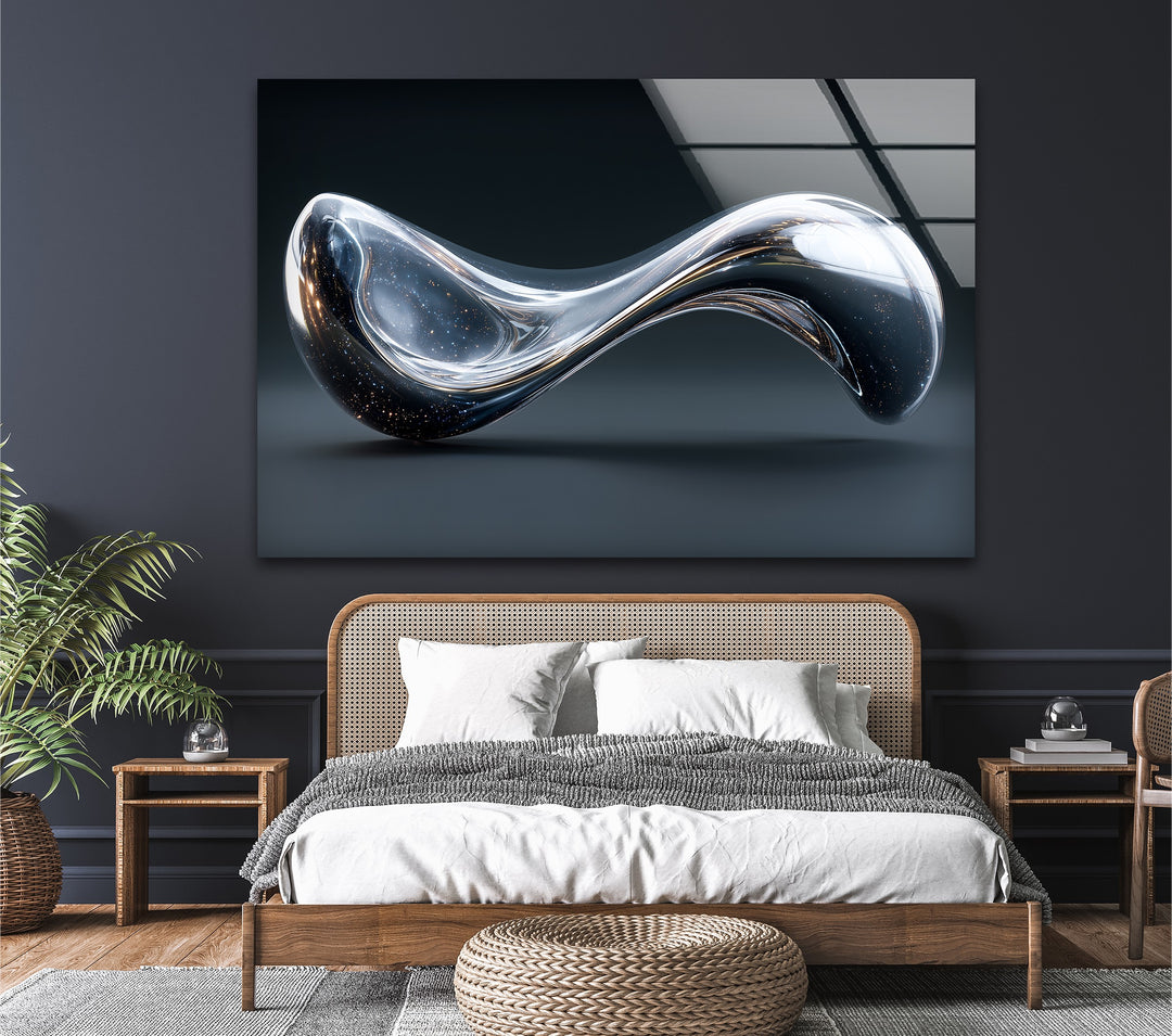 Stellar Glass Continuum – Futuristic Cosmic Sculpture Wall Art