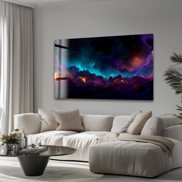 Portal to the Cosmos – Abstract Galaxy Dreamscape Glass Wall Art
