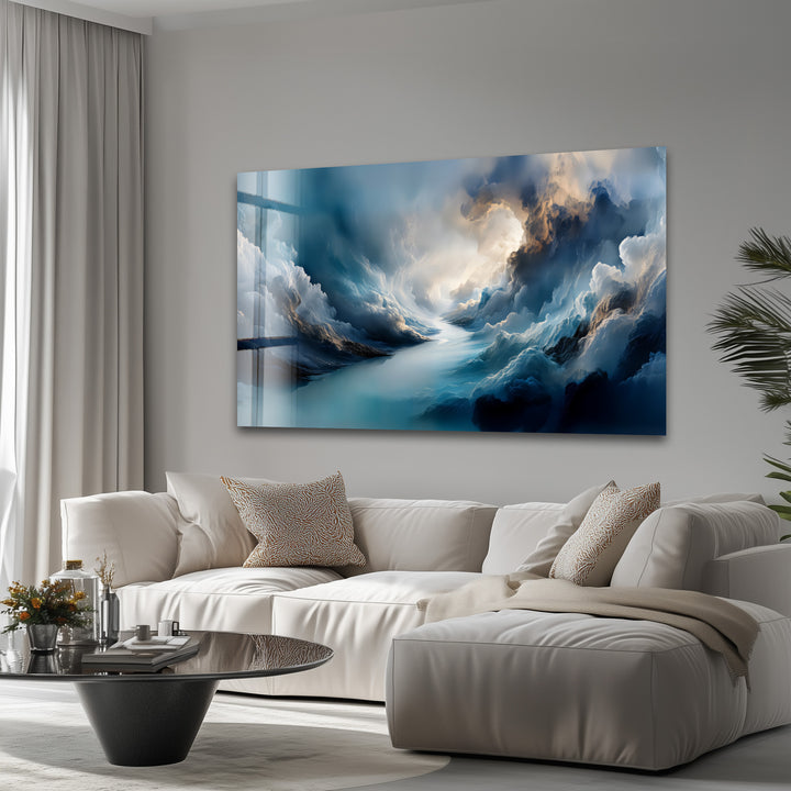Blau gebeiztes Baumleben Glasbilder