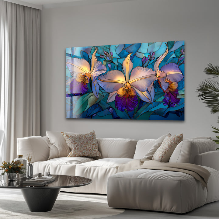 Orchid Symphony – Tropical Bloom Glass Wall Art