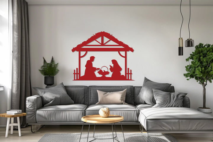 Christian home decoration – laser-cut Nativity metal design