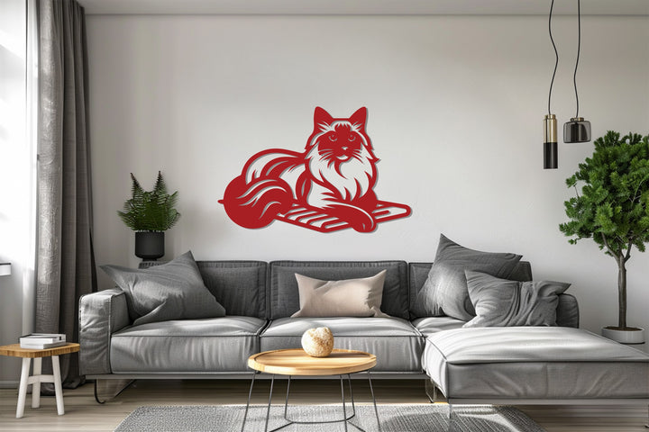 Resting cat metal wall art