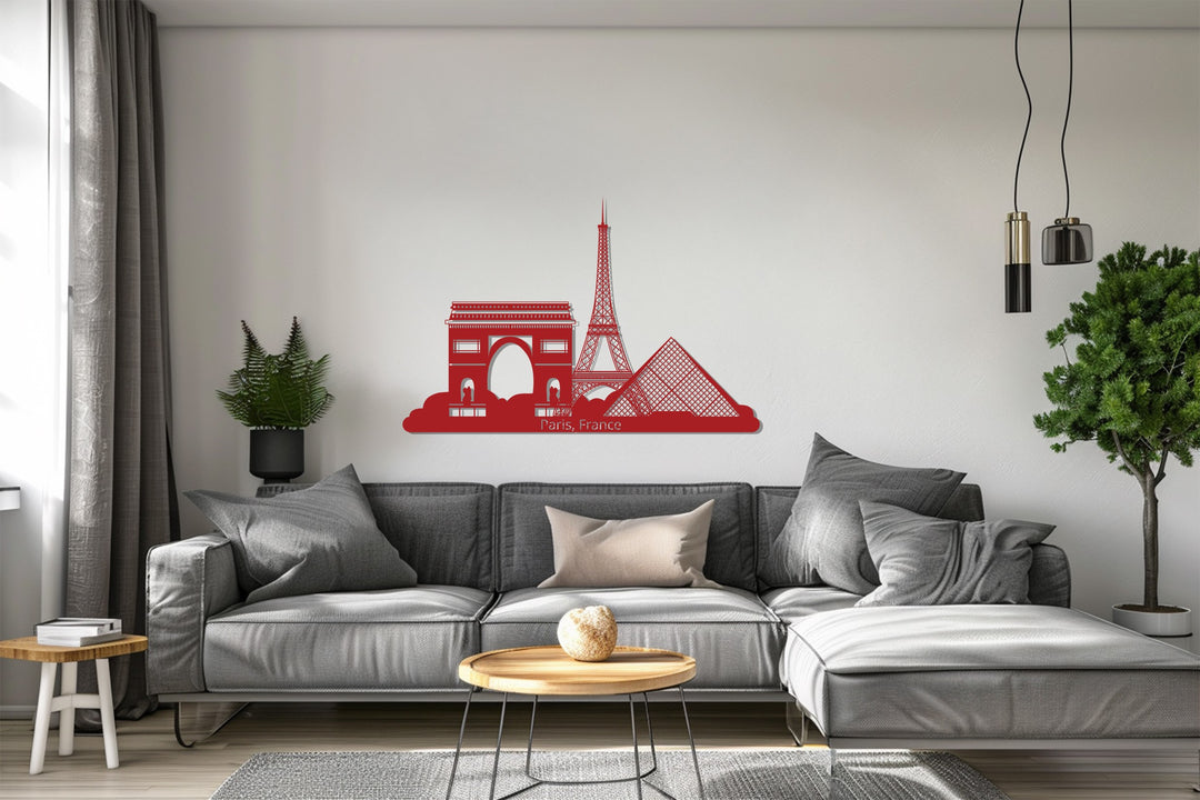 Iconic Paris landmarks metal wall hanging
