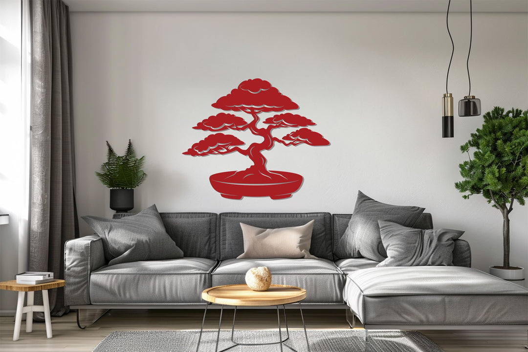 Serene Bonsai Essence – Japanese Tree Metal Wall Art
