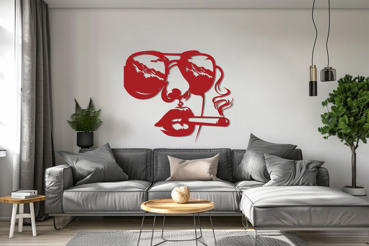 Bold contemporary smoking face metal wall decoration
