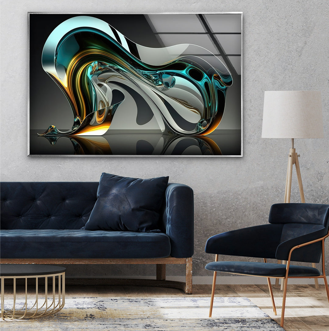 NeoLumen Fluid Arc: Escultura cromática futurista Arte En Vidrio Para Pared