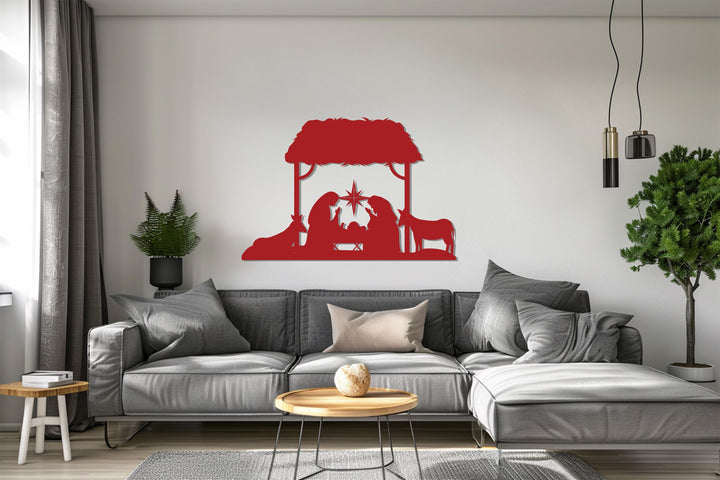 Christmas religious decor – modern Nativity Scene metal wall piece