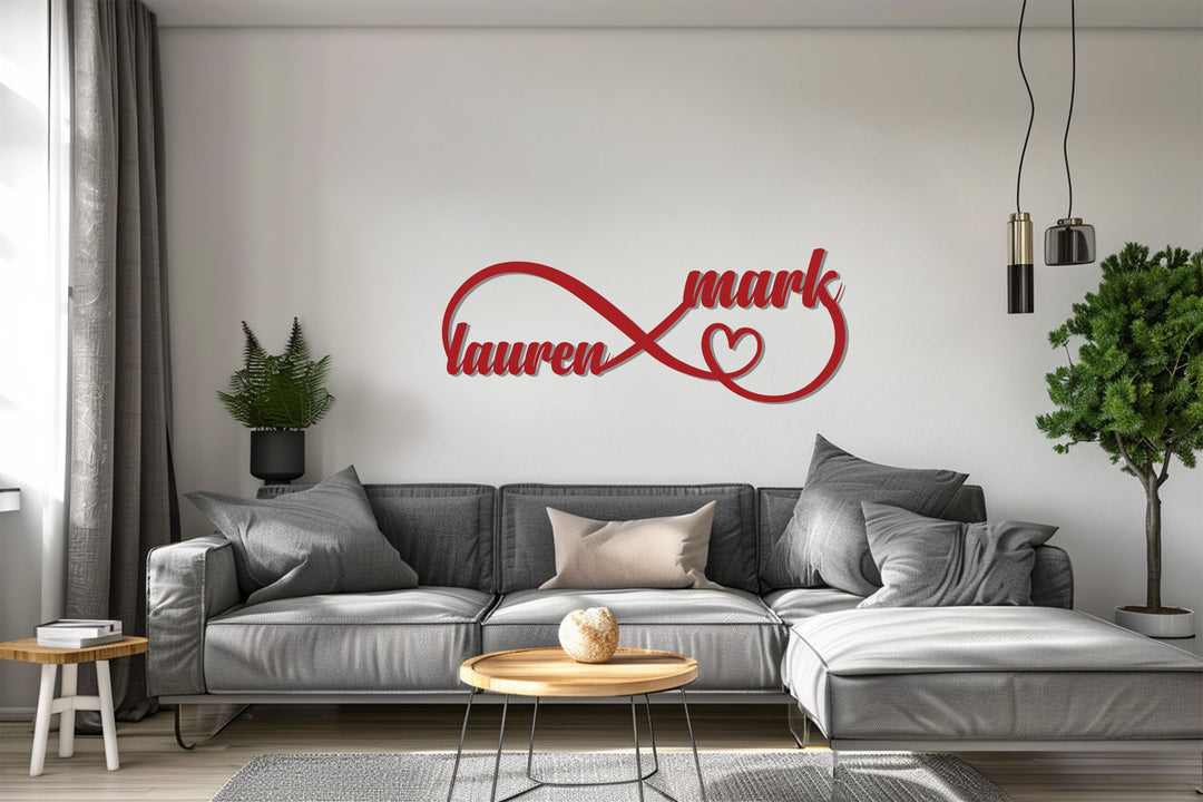 Infinity Couple Name Metal Wall Art – Personalized Decor