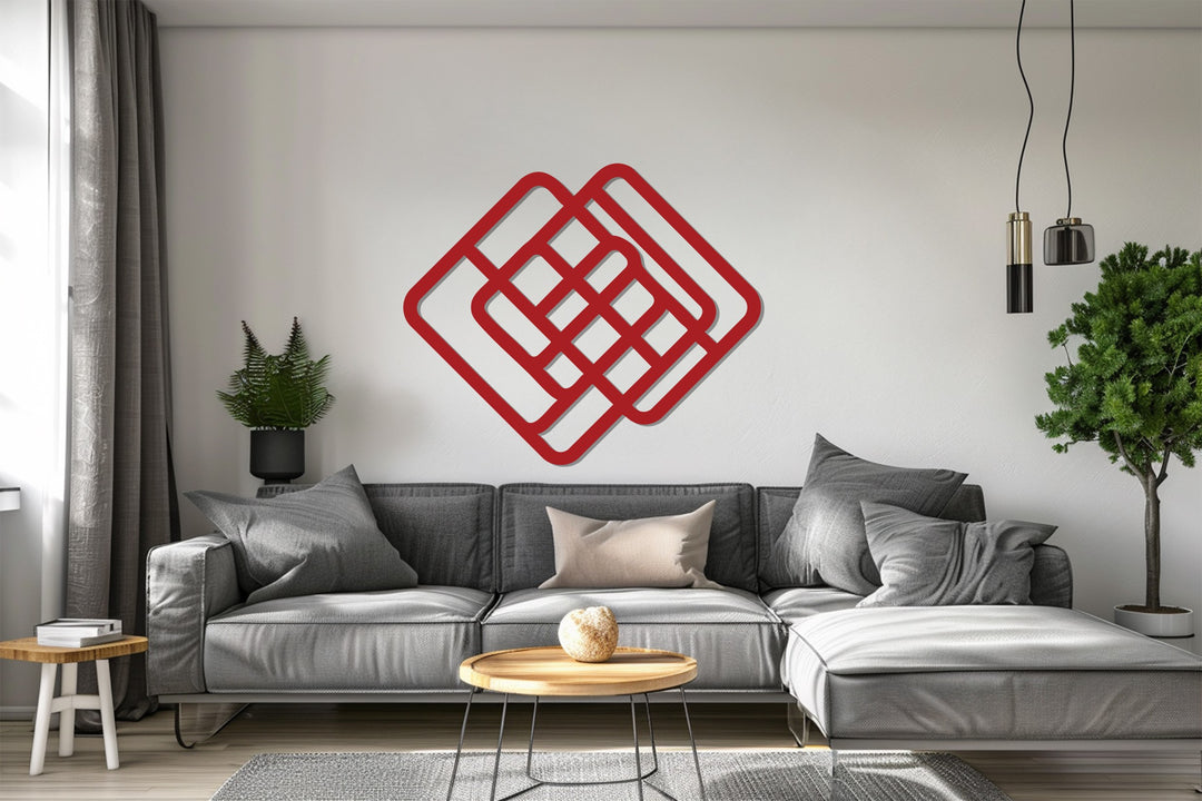 Geometric Woven Squares Metal Wall Art – Modern Abstract Décor