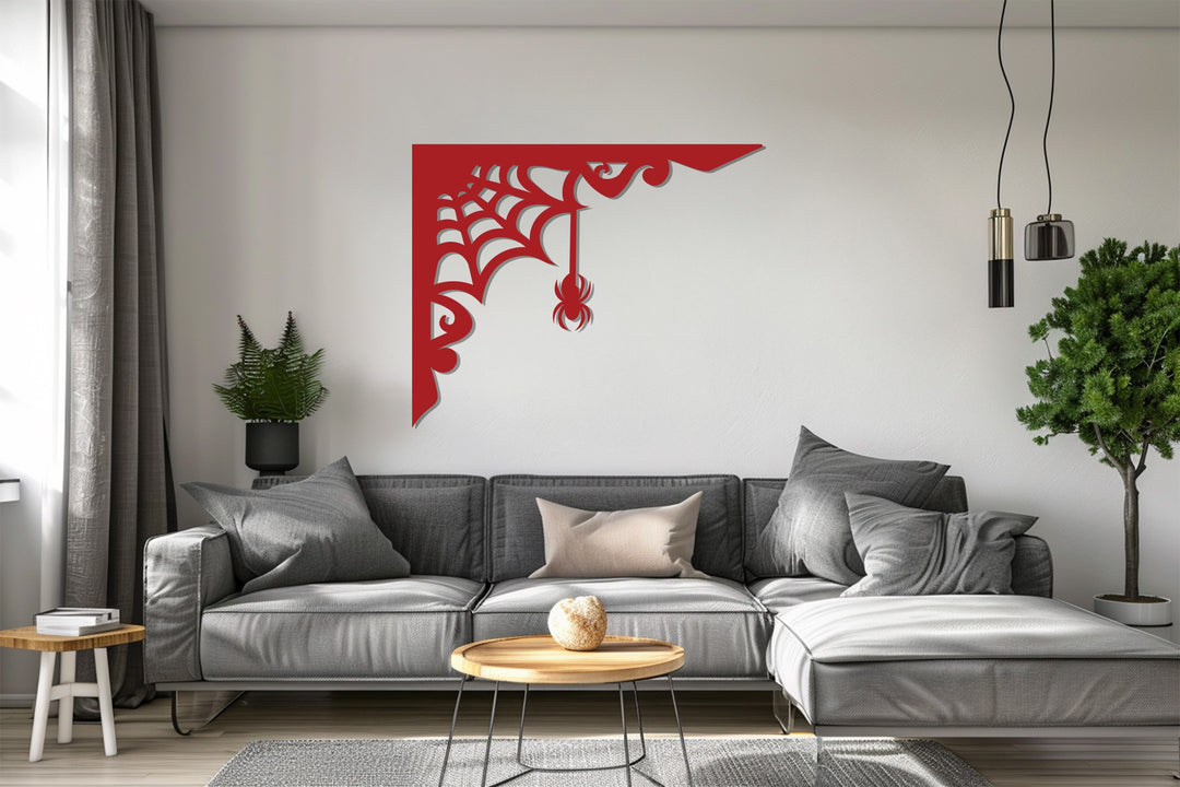 Black spider web metal accent wall piece