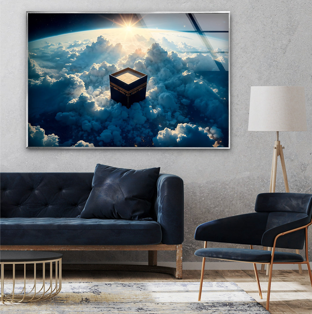 Divine Ascent – Kaaba Above the Clouds Glass Wall Art
