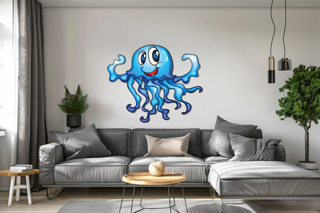 Happy Jellyfish Metal Wall Art – Playful Ocean-Inspired Design