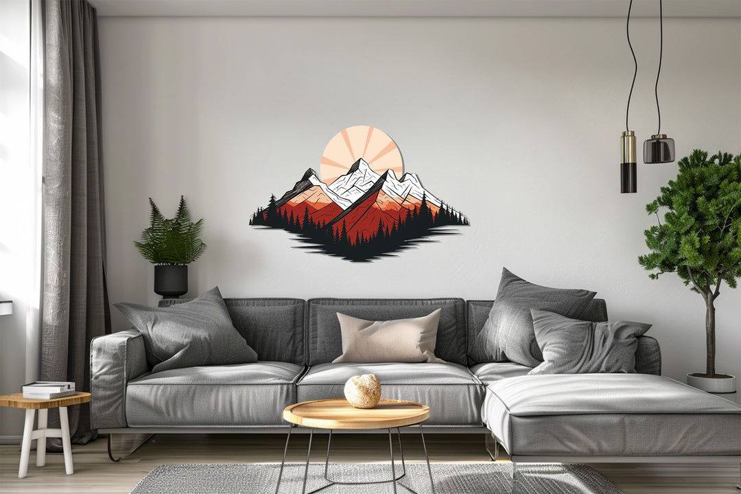 Majestic Peaks – Sunset Mountain Landscape Metal Wall Art