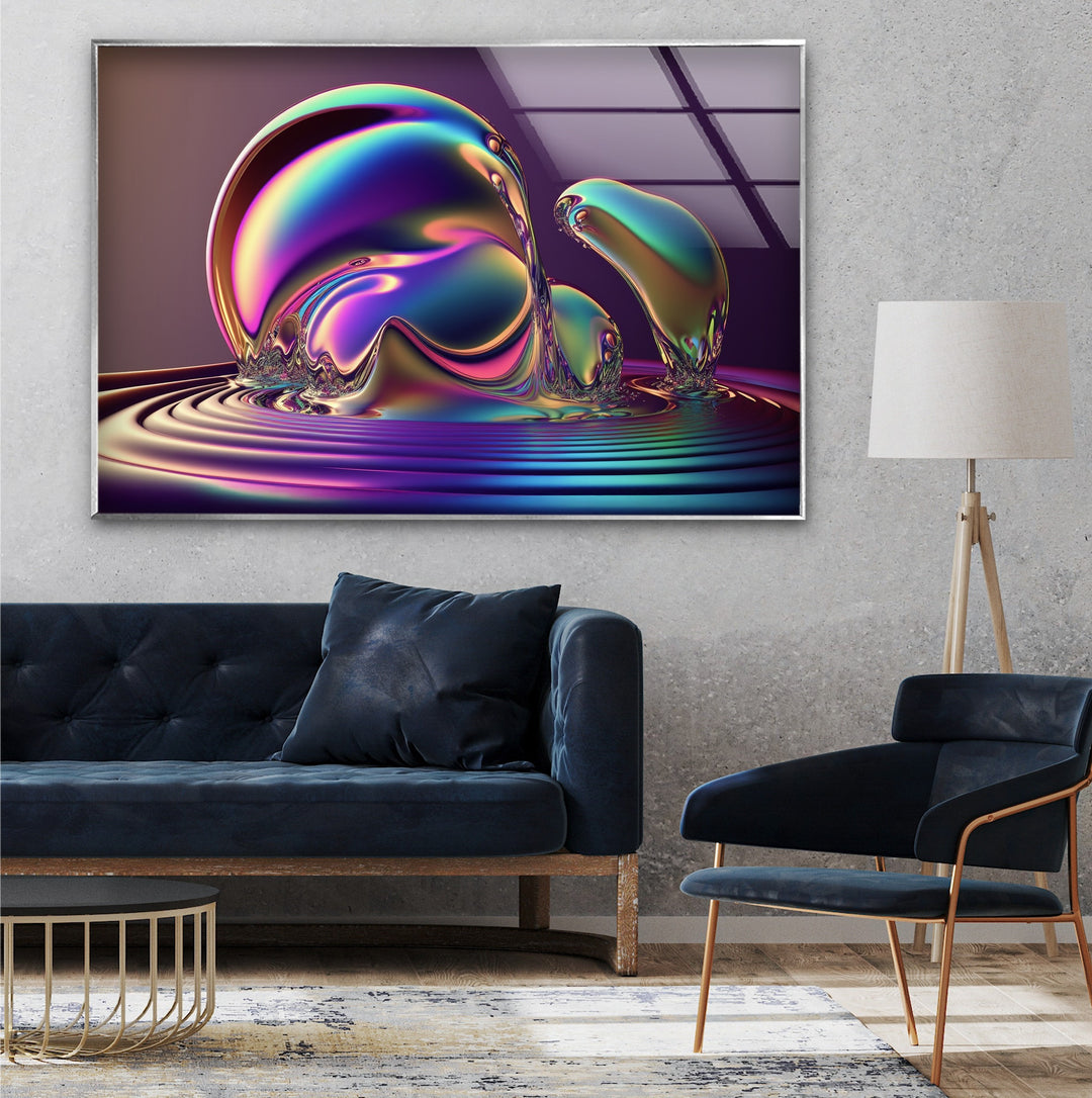 Forma ondulata LuminaFlux – Sfera liquida cromatica Quadri da Parete in Vetro