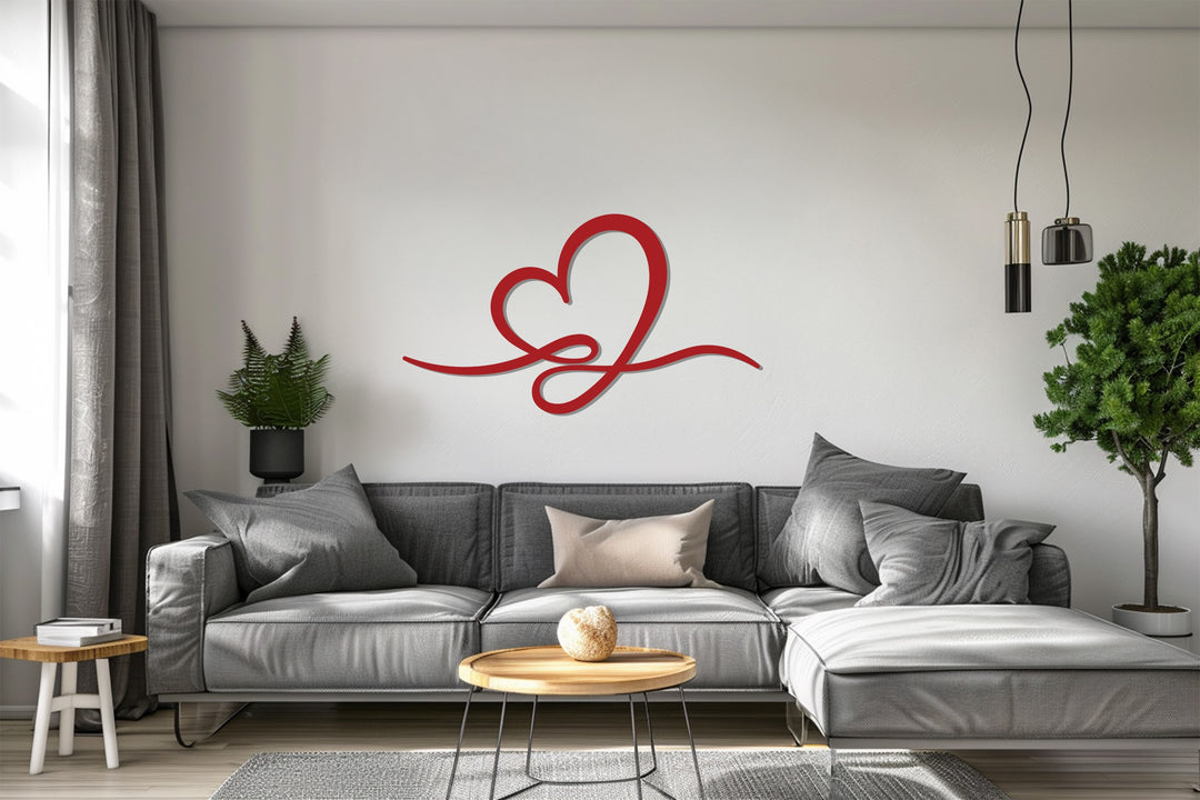 Heart Line – Minimalist Love Metal Wall Art