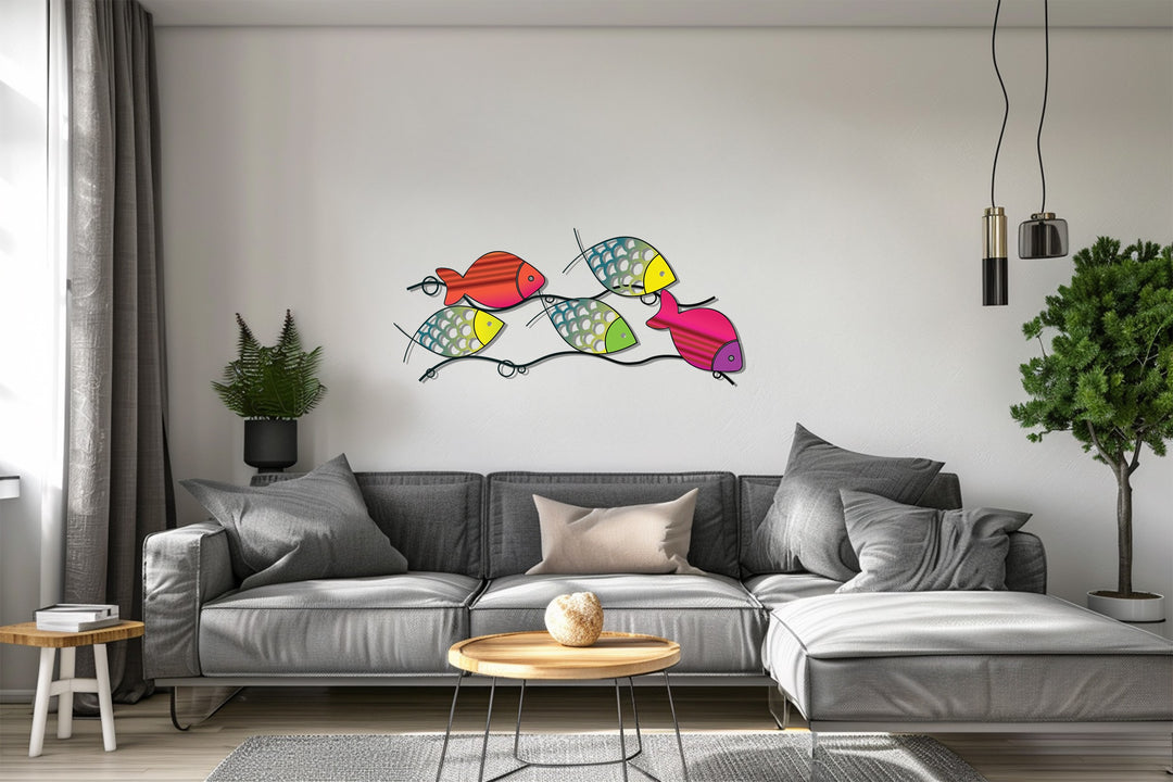 Colorful Fish Metal Wall Art – Modern Ocean-Inspired Abstract Design