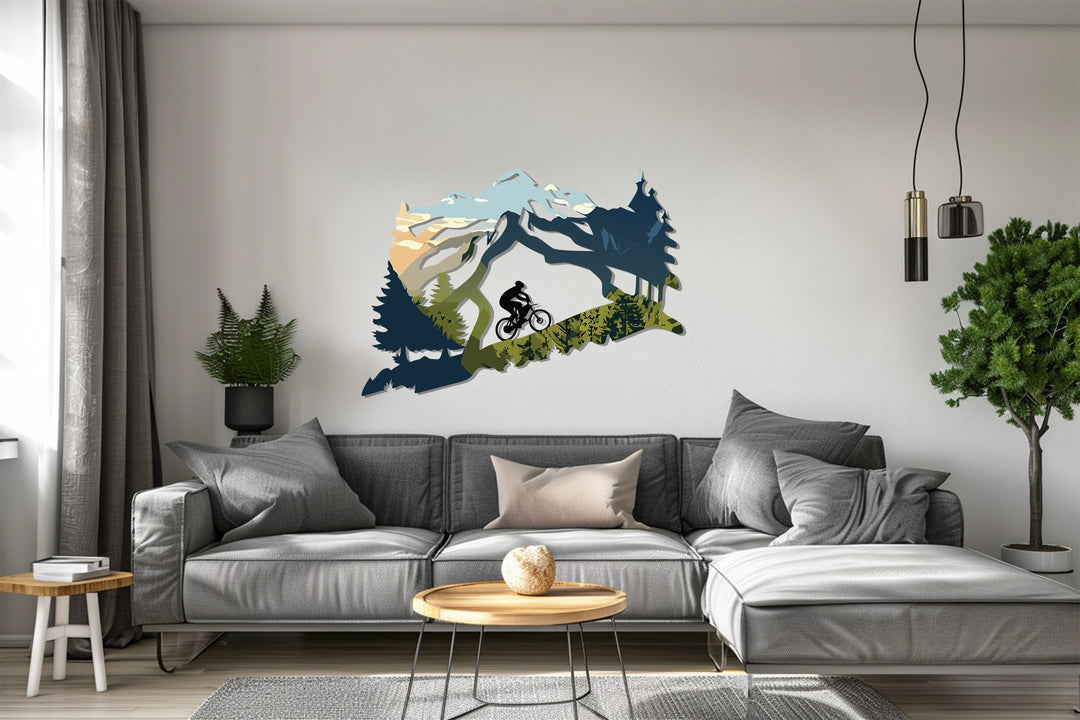 Mountain Biker Metal Wall Art – Adventure Landscape Design
