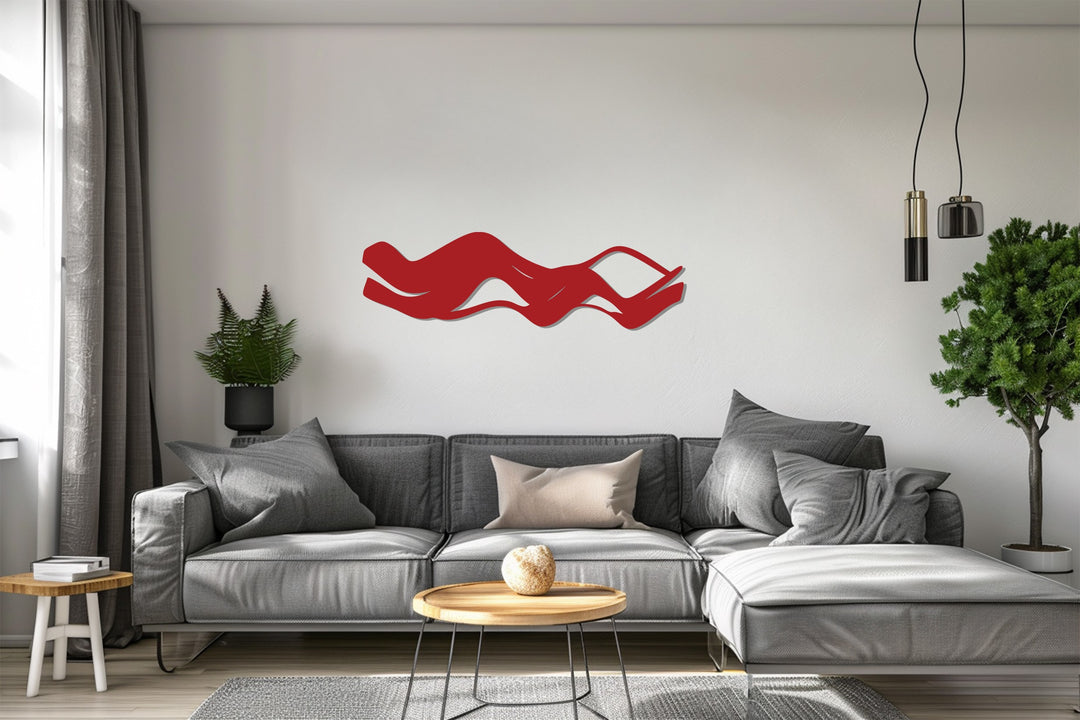Abstract Waves Metal Wall Art – Modern Minimalist Black Wall Decor